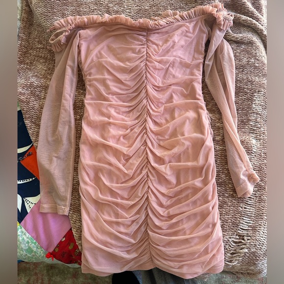 • Mesh Ruched Fashion Nova Dress • - Picture 3 of 3